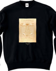 レオナルド・ダ・ヴィンチ-ウィトルウィウス的人体図 / 長袖クルーネックスウェット
