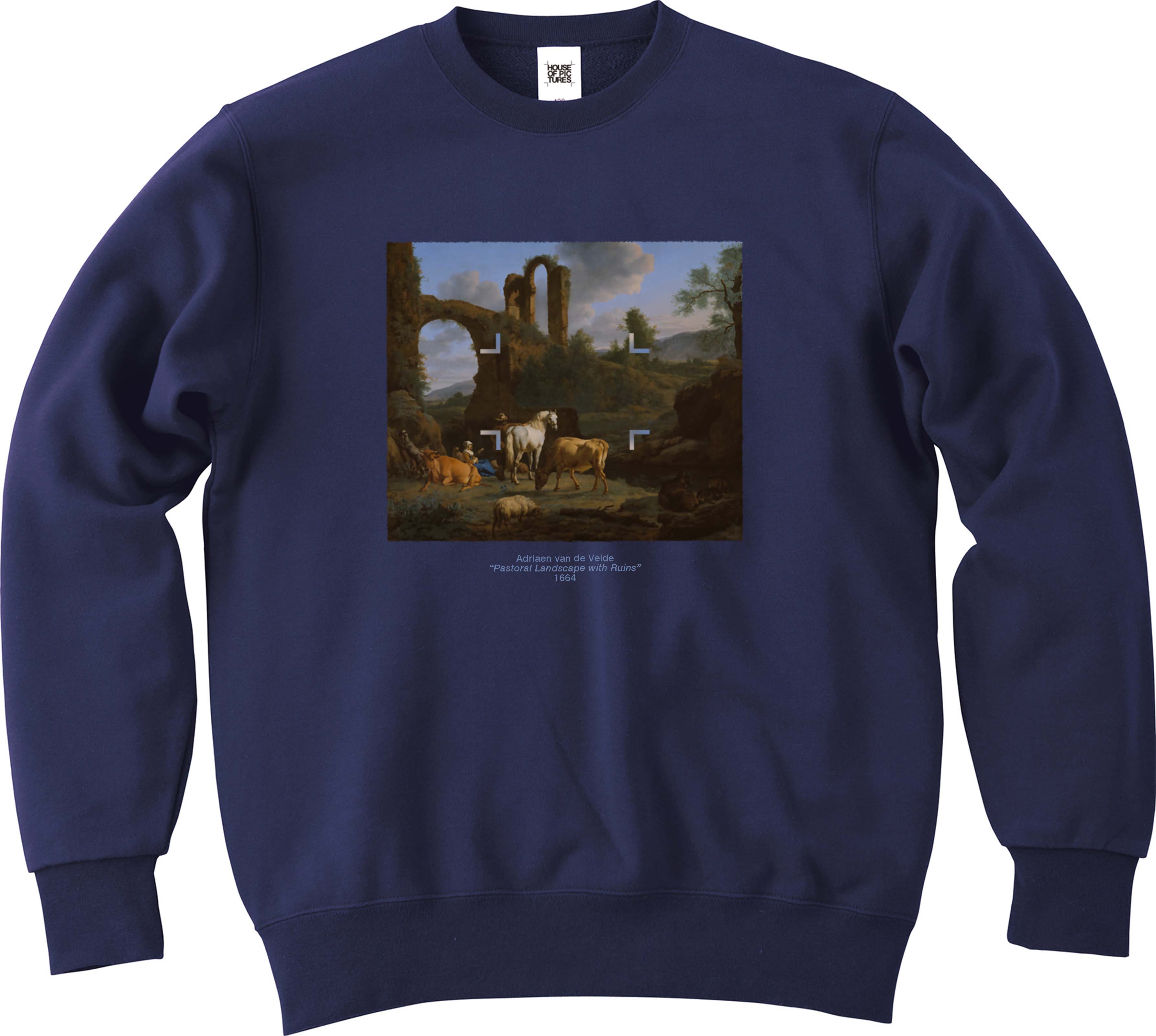 アドリアーン・ファン・デ・ヴェルデ廃墟のある田園風景 / 長袖クルーネックスウェット HOUSE OF PICTURES