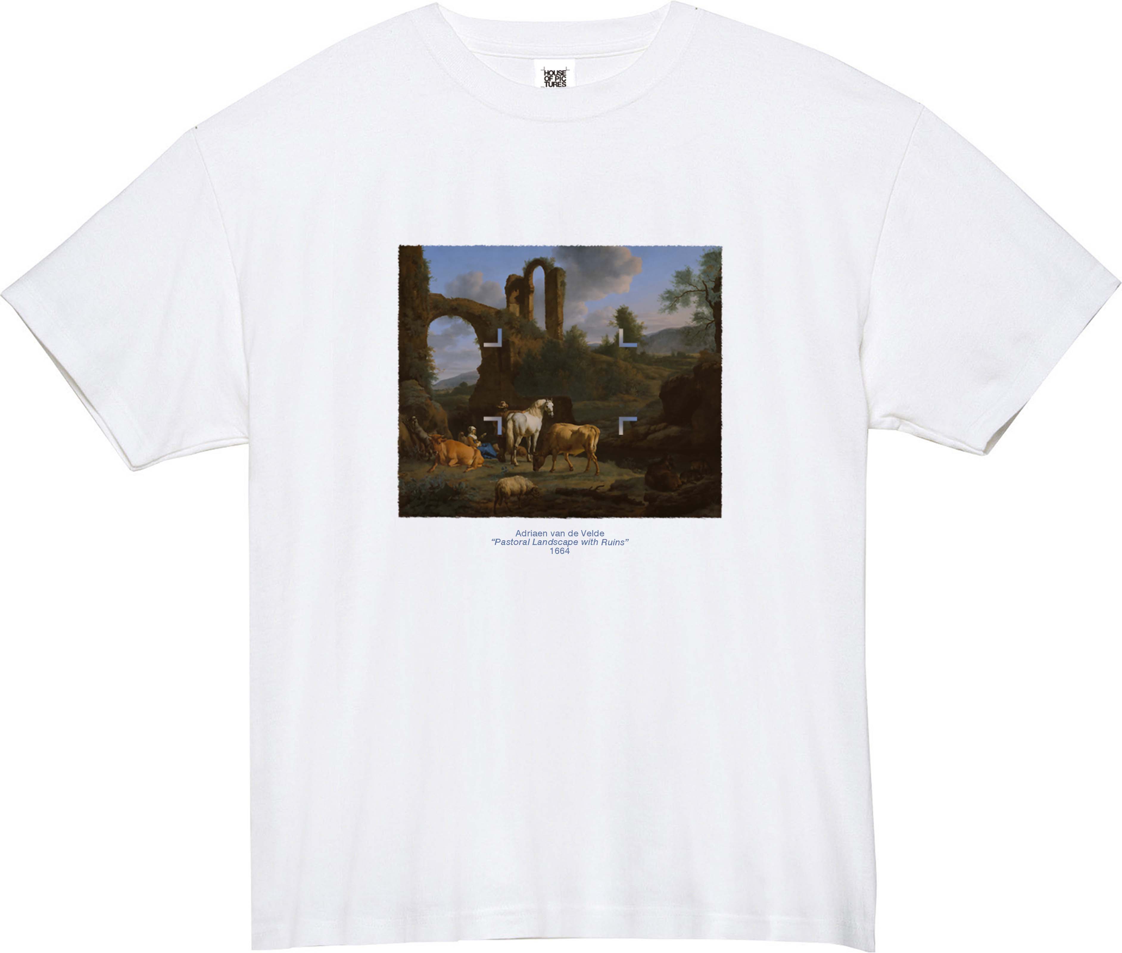 アドリアーン・ファン・デ・ヴェルデ-廃墟のある田園風景 / 半袖クルーネックTシャツ