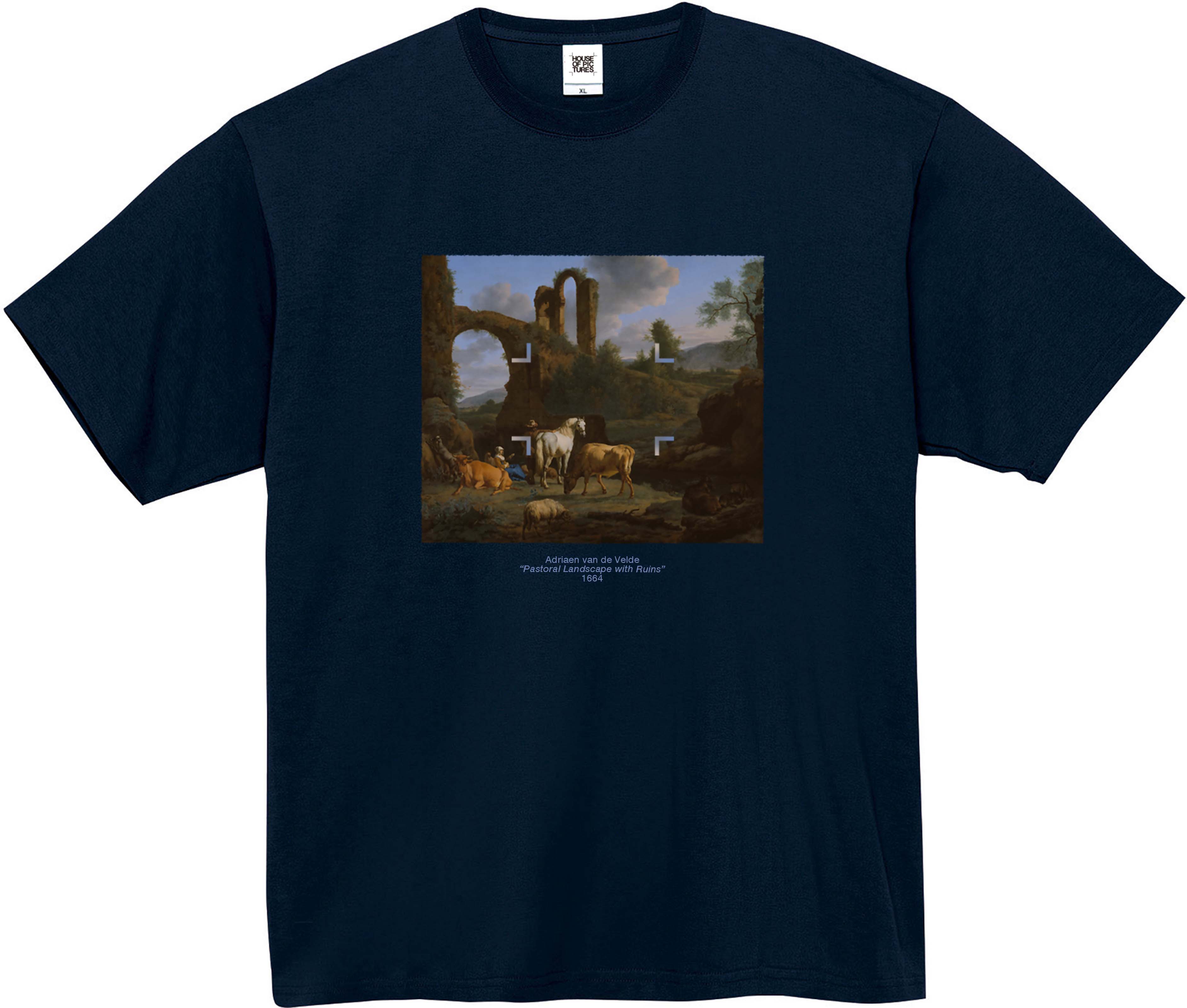 アドリアーン・ファン・デ・ヴェルデ-廃墟のある田園風景 / 半袖クルーネックTシャツ
